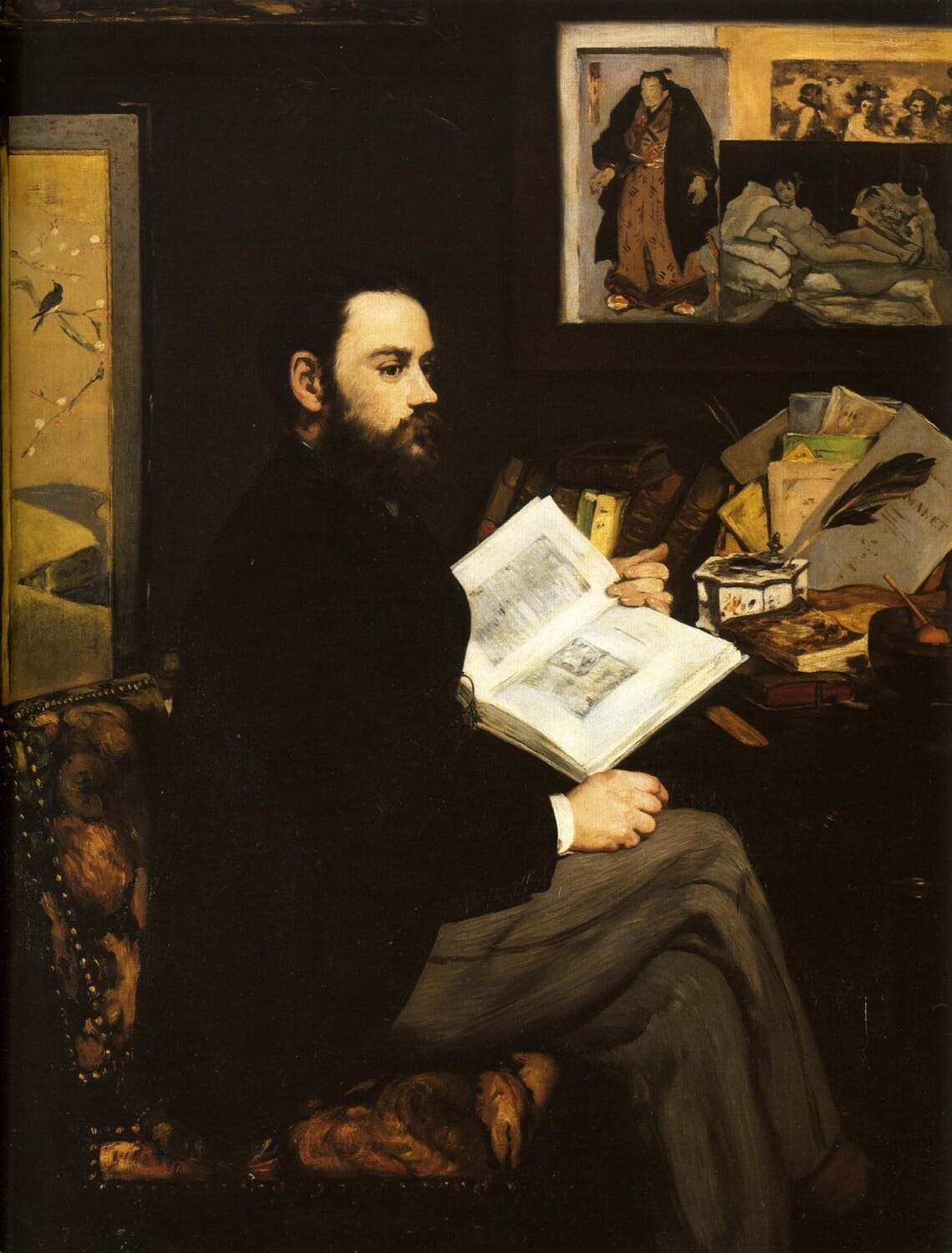 Émile Zola retratado por Manet (1868).