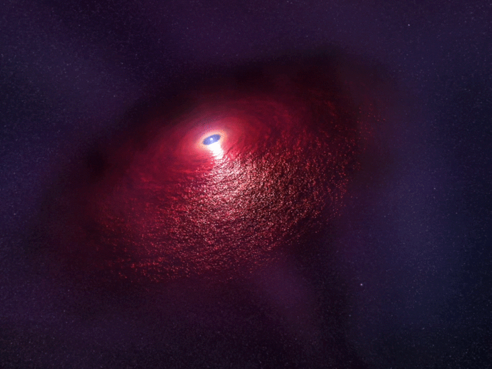 Esta animación muestra una estrella de neutrones (RX J0806.4-4123) con un disco de polvo caliente que produce una firma infrarroja detectada por el Telescopio Espacial Hubble de la NASA. Image Credit: NASA/ESA/Hubble