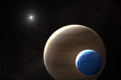 Los telescopios espaciales Hubble y Kepler de la NASA han descubierto lo que podría ser la primera luna fuera de nuestro sistema solar. Serán necesarias más observaciones para confirmar este descubrimiento. Image Credit: NASA/ESA/L. Hustak