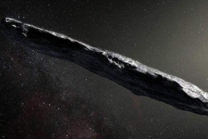 Concepto artístico del asteroide 1I/2017 U1, también conocido como 'Oumuamua. Image Credit:European Southern Observatory / M. Kornmesser