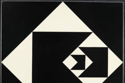 Geraldo de Barros, (Brazilian, 1923–1998). Diagonal Function. 1952. Lacquer on wood. 24 3/4 × 24 3/4 × 1/2? (62.9 × 62.9 × 1.3 cm)