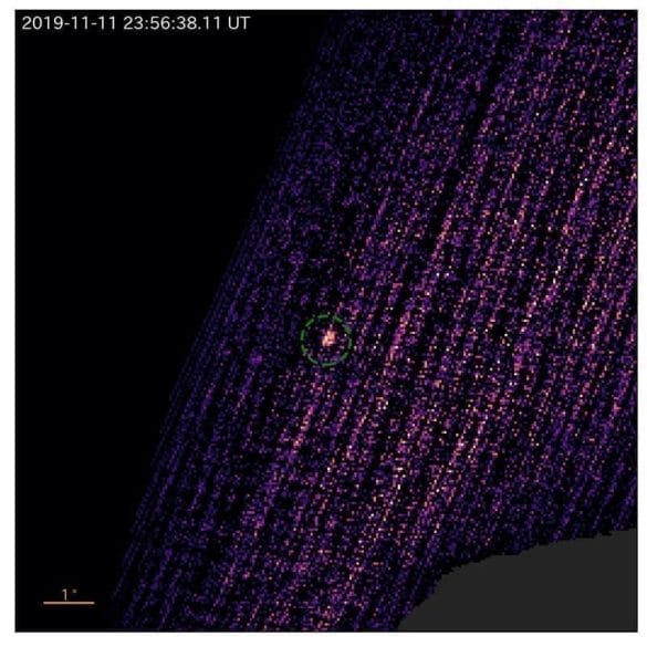 Imagen del nuevo agujero negro observado por OSIRIS-Rex. Credits: NASA/Goddard/University of Arizona/MIT/Harvard