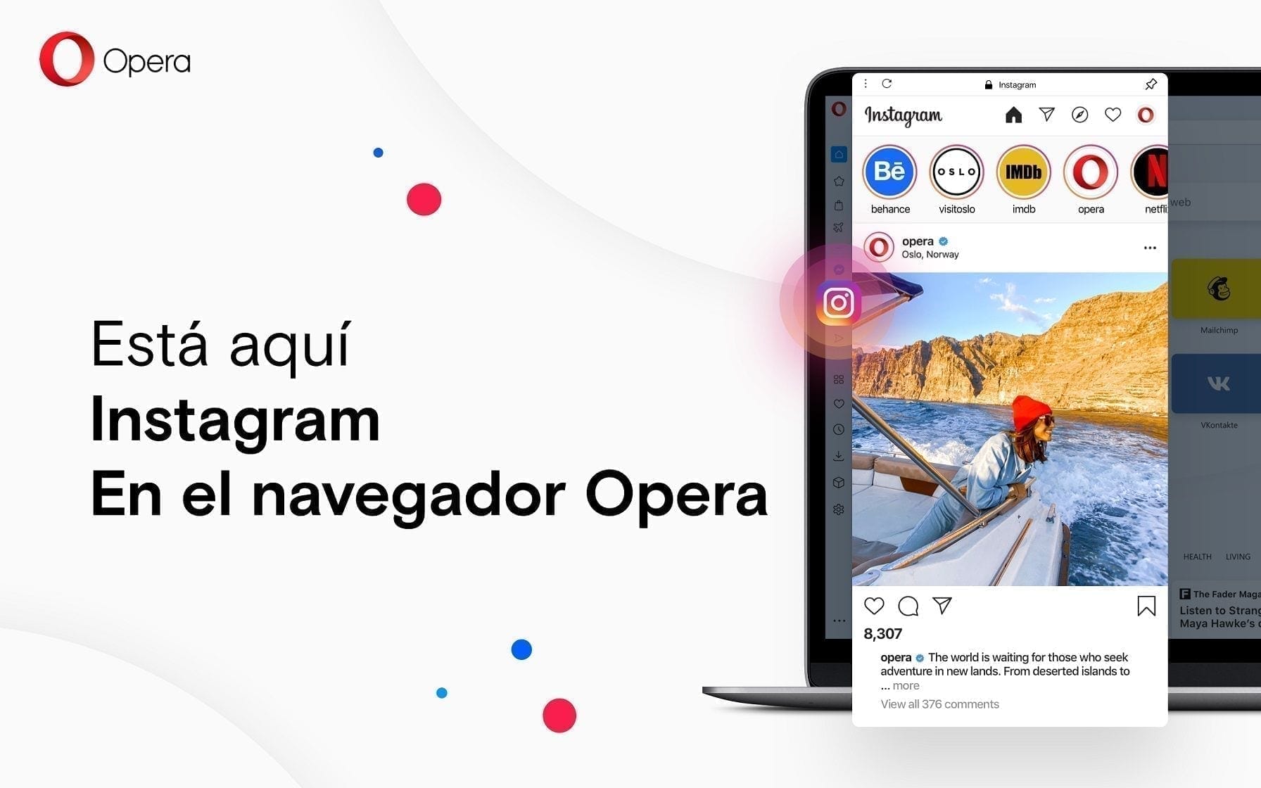 Opera, Ahora con Acceso Directo a Instagram