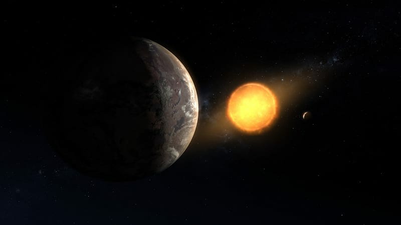 Una ilustración de Kepler-1649c orbitando alrededor de su estrella enana roja anfitriona. Este exoplaneta recién descubierto se encuentra en la zona habitable de su estrella y es el más cercano a la Tierra en tamaño y temperatura encontrado en los datos de Kepler.? ? Image Credit: NASA/Ames Research Center/Daniel Rutter