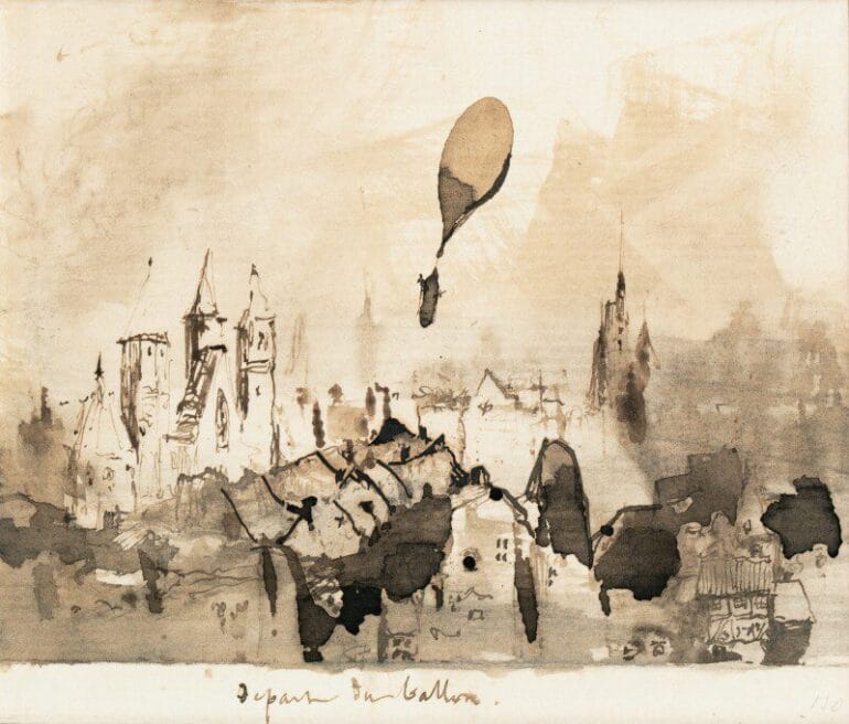 Dessin Inédit de Victor Hugo ‘Départ du Ballon’. Sotheby’s Paris