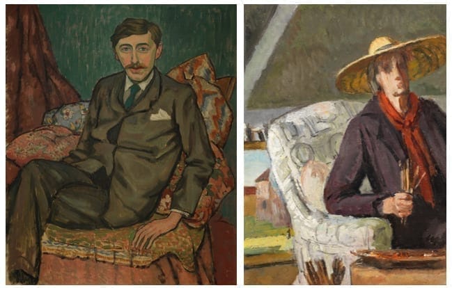 Left: Roger Fry (British, 1866-1934) Portrait of E.M. Forster 73 x 60 cm. (28 1/4 x 23 5/8 in.) (Painted in 1911). Estimate: £30,000-50,000. Right: Vanessa Bell (British, 1879-1961) Self Portrait 42 x 31 cm. (16 1/2 x 12 1/4 in.) (Painted circa 1952). Estimate: £20,000 - 30,000.