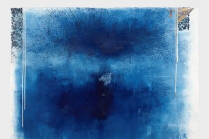 Ricardo Brey, Blue Shade, 2019, mixed media on paper, 47 1/8 x 62 7/8 in (120 x 160 cm). Courtesy Alexander Gray Associates, New York © Ricardo Brey/Artists Rights Society (ARS), New York.