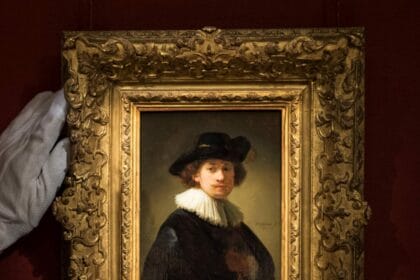 Rembrandt Van Rijn Self portrait wearing a ruff and black hat 1632 est 12 16 million 15 20 million Photographer Antony Jones 2