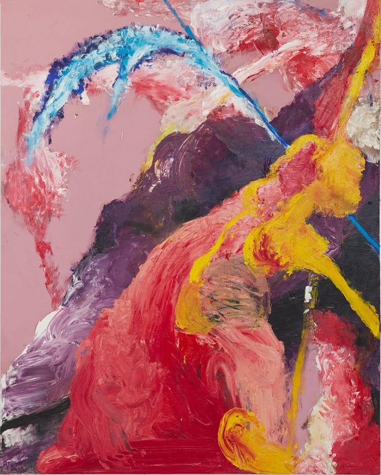 Julian Schnabel, Untitled, 2020, Oil on found fabric, 64" × 51" × 2" (162.6 cm × 129.5 cm × 5.1 cm) © Julian Schnabel