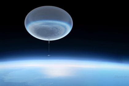 Esta imagen muestra un globo aerostático de gran altitud ascendiendo a la atmósfera superior. Cuando estean completamente inflados, estos globos tienen 400 pies (150 metros) de ancho, o el tamaño de un estadio de fútbol aproximadamente, y alcanzan una altitud de 130.000 pies (24,6 millas o 40 kilómetros). Crédito: imagen conceptual del Centro de Vuelo Espacial Goddard de la NASA /Michael Lentz
