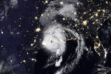 After making landfall near Cameron, Louisiana, as a category 4 storm, Hurricane Laura continued to move northward over western Louisiana. The Visible Infrared Imaging Radiometer Suite (VIIRS) on NOAA-20 acquired this image of Hurricane Laura at 2:50 a.m. Central Daylight Time on August 27, 2020, about two hours after the storm made landfall. Clouds are shown in infrared using brightness temperature data, which is useful for distinguishing cooler cloud structures from the warmer surface below. That data is overlaid on composite imagery of city lights from NASA’s Black Marble dataset. Credits: NASA's Earth Observatory