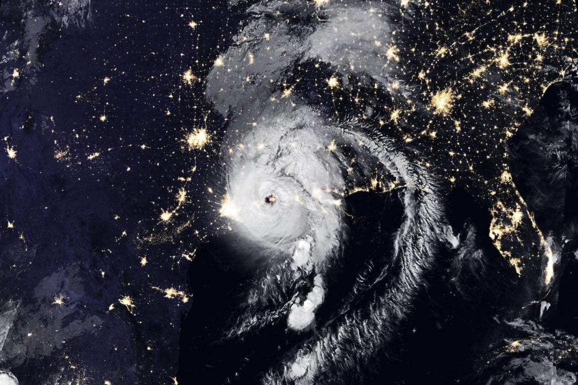 After making landfall near Cameron, Louisiana, as a category 4 storm, Hurricane Laura continued to move northward over western Louisiana. The Visible Infrared Imaging Radiometer Suite (VIIRS) on NOAA-20 acquired this image of Hurricane Laura at 2:50 a.m. Central Daylight Time on August 27, 2020, about two hours after the storm made landfall. Clouds are shown in infrared using brightness temperature data, which is useful for distinguishing cooler cloud structures from the warmer surface below. That data is overlaid on composite imagery of city lights from NASA’s Black Marble dataset. Credits: NASA's Earth Observatory
