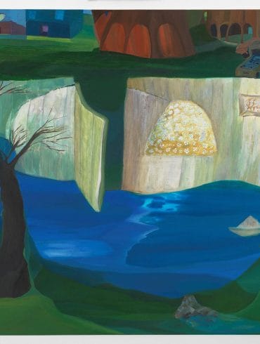 Ficre Ghebreysus, Gate to the Compound (2006). Acrylic on canvas, 48.25 x 48.25 inches (122.6 x 122.6 cm).
