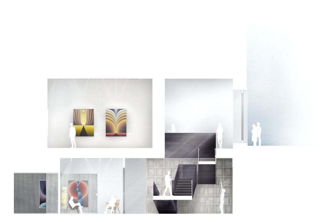 Rendering: Cross-section from Hanover Street through galleries and workspaces © Jamie Fobert Architects