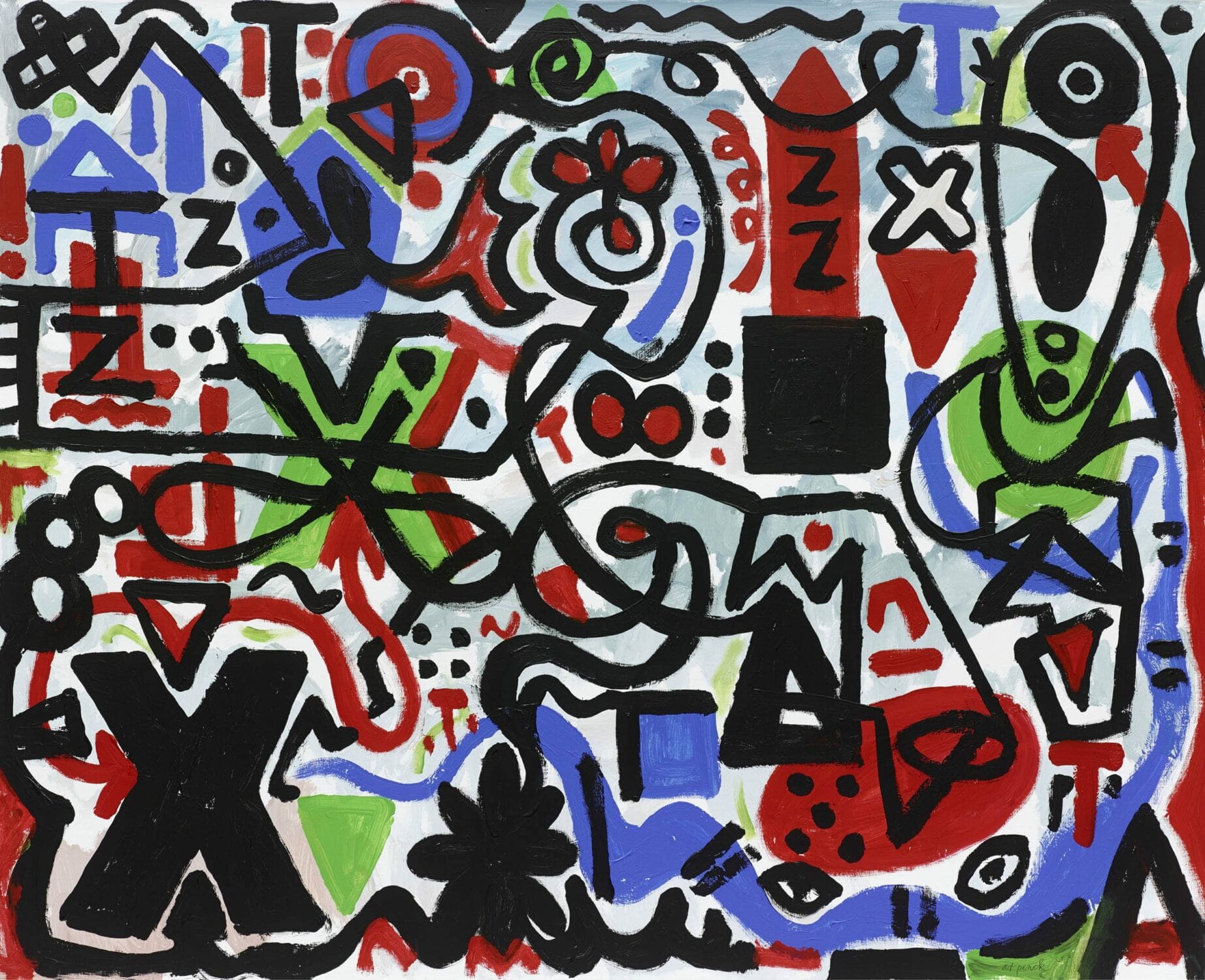 A.R. Penck, "Ungewissheit (Uncertainty)", 2011. Acrylic on canvas, 51 1/4 x 63 inches (130 x 160 cm)