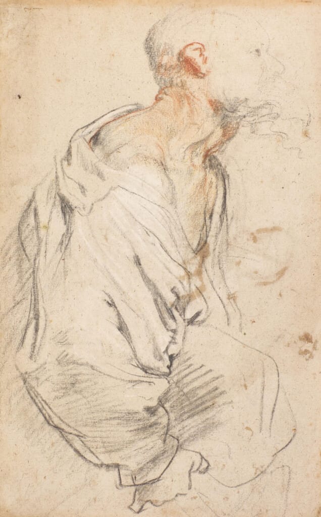 Sir Anthony van Dyck  Recto: An old bearded man holding a bundle beneath his arm;  verso: Various composition studies  Estimate $2.5/3.5 million