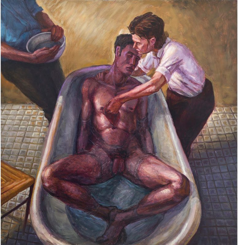 Hugh Steers, Two Men and a Woman, 1992, oil on canvas, 60h x 57w in (152.4h x 144.78w cm). Courtesy Alexander Gray Associates, New York, © Estate of Hugh Steers.