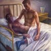 Hugh Steers, Hospital Bed, 1993, oil on canvas, 61.25h x 65.13w in (155.7h x 165.35w cm). Courtesy Alexander Gray Associates, New York, © Estate of Hugh Steers.