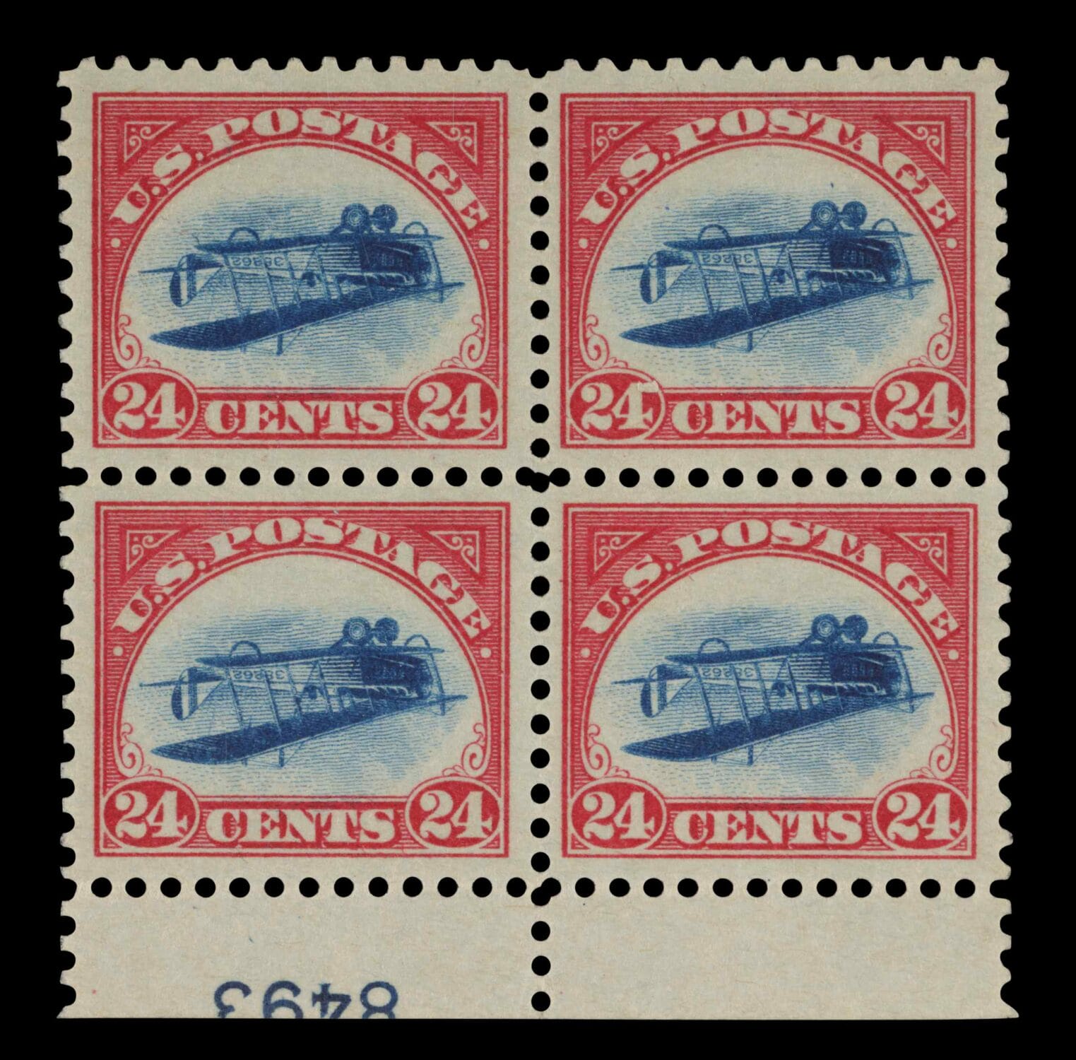 Cent Inverted Jenny Plate Block