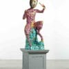 Yinka Shonibare CBE, 'Pan', 2020. Classical sculpture, Figure: 156 x 65 x 68cm (61 3/8 x 25 5/8 x 26 3/4in). Plinth: 70 x 60 x 87.5cm (27 1/2 x 23 5/8 x 34 1/2in). Overall: 226 x 65 x 87.5cm (89 x 25 5/8 x 34 1/2in). Copyright Yinka Shonibare CBE. Courtesy the artist and Stephen Friedman Gallery, London. Photo by Stephen White & Co.