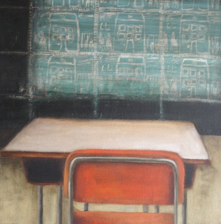 Miriam McConnon, No more time for learning, oil on canvas, 40x40cm