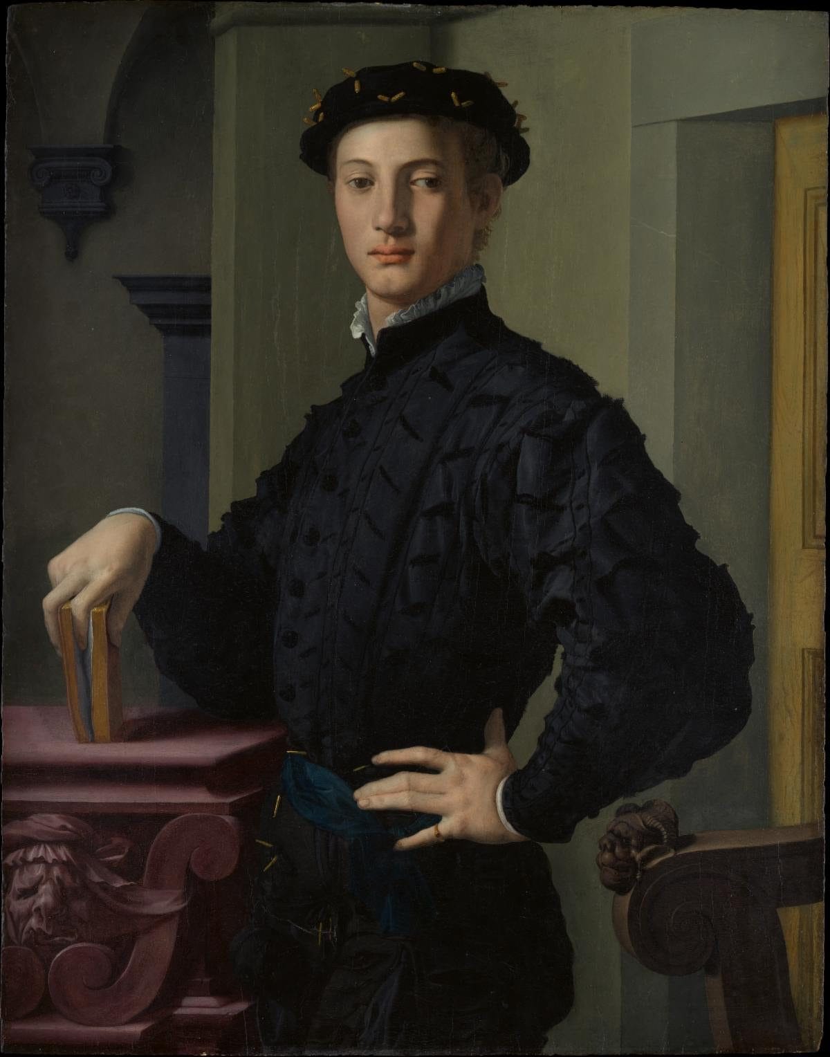 Bronzino (Agnolo di Cosimo di Mariano) (Italian, Monticelli 1503–1572 Florence). Portrait of a Young Man, 1530s. Oil on wood, 37 5/8 x 29 1/2 in. (95.6 x 74.9 cm). The Metropolitan Museum of Art, H. O. Havemeyer Collection, Bequest of Mrs. H. O. Havemeyer, 1929 (29.100.16)