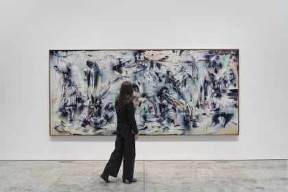 Ali Banisadr, The Messenger, 2021, oil on linen, 72 x 160 inches, 182.9 x 406.4 cm. Courtesy of the artist. Photo by Diego Flores.