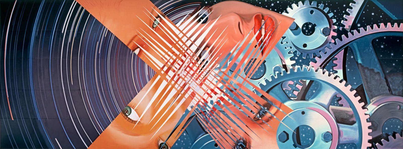 James Rosenquist, Four New Clear Women, 1982, oil on canvas, 205 x 757 x 552 inches, 520.7 x 1922.8 x 1402.1 cm. © 2021 James Rosenquist, Inc. / Licensed by Artists Rights Society (ARS), NY. Used by permission. All rights reserved.