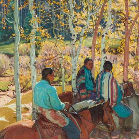 Ernest Martin Hennings (1886-1956) Indian Horsemen Oil on canvas, 36 x 40in. Estimate: $600,000 - 800,000