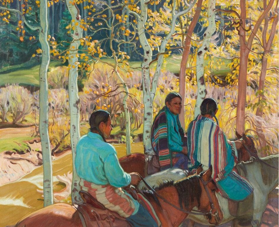 Ernest Martin Hennings (1886-1956) Indian Horsemen Oil on canvas, 36 x 40in. Estimate: $600,000 - 800,000