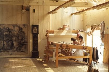 1978 c._West Dean_CW_2.jpg Weavers at work, West Dean, c.1978. Photo: Cecil Wright © The Henry Moore Foundation / DACS, London Courtesy Henry Moore Family Collection and Hauser & Wirth Reproduced by permission of The Henry Moore Foundation