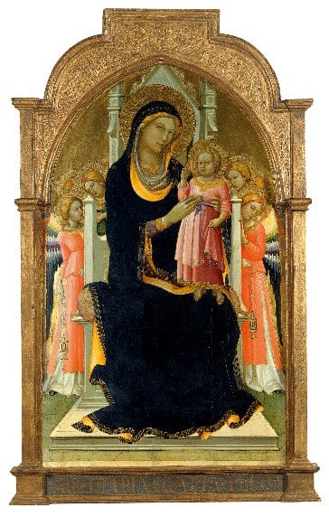Lorenzo Monaco. La Virgen y el Niño en el trono con seis ángeles, hacia 1415-1420. Colección Thyssen-Bornemisza, en depósito en el Museu Nacional d’Art de Catalunya (MNAC)
