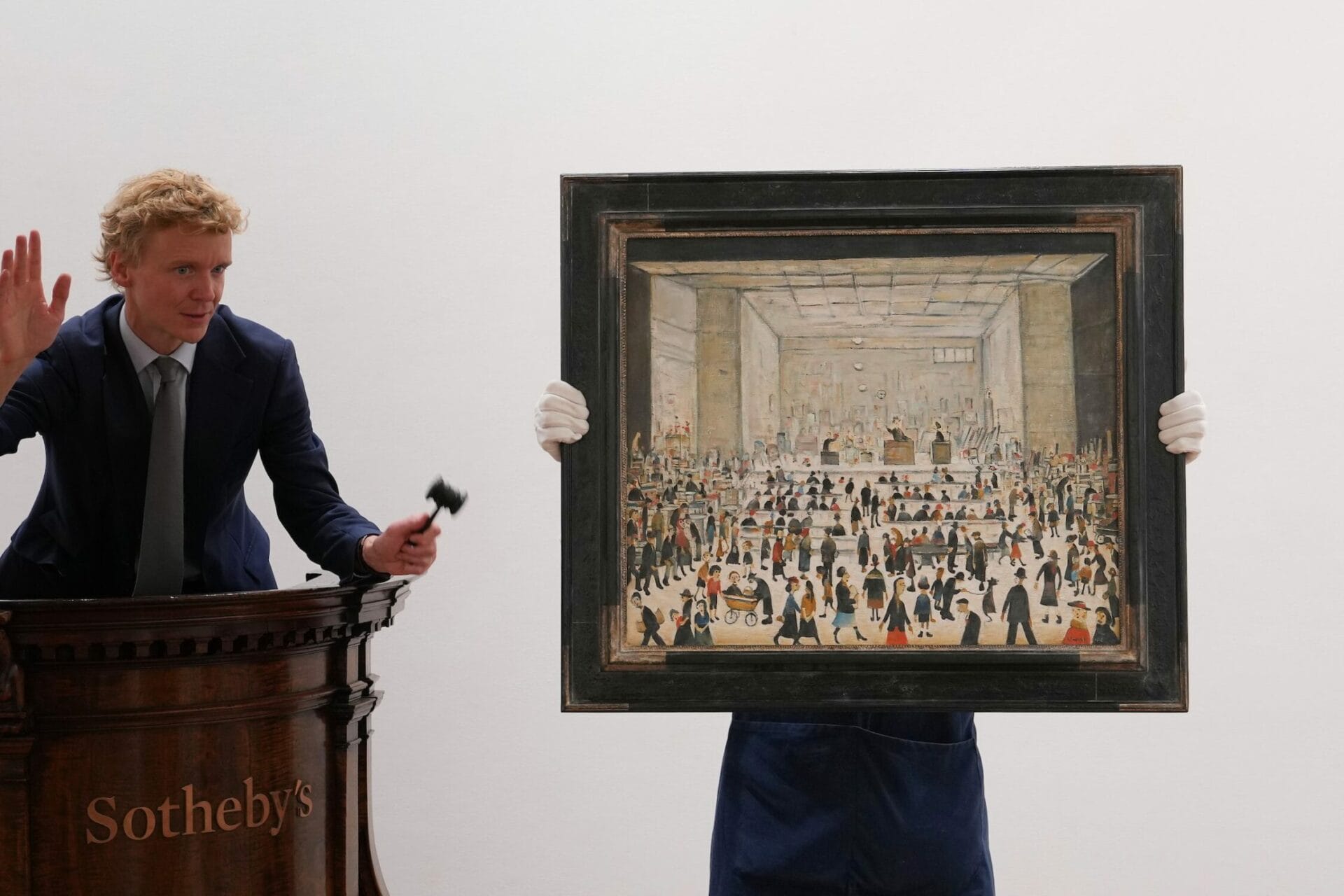L.S. Lowry's Only Painting of an Auction Room Heads to Sotheby's. Image Courtesy of Sotheby's