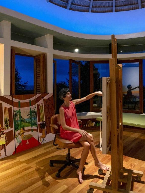 Hulda Guzmán in her studio. Lanza del Norte, Samaná, 2021. Photo by Eddy Guzmán