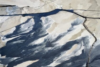 Desolation Desert, Tailings Pond2, Minera Centinela Copper Mine Antofagasta Region, Atacama Desert, Chile, 2018. Archival pigment print, 48 by 48 inches. © David Maisel. Courtesy the artist and Edwynn Houk Gallery