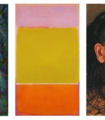 Left to Right: Claude Monet, Coin du bassin aux nymphéas; Mark Rothko, No. 7; Frida Kahlo, Diego y yo (Diego and I)