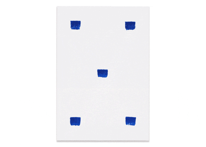 Empreintes de pinceau N°50 à intervalles réguliers de 30 cm, June 2019 Acrylic on canvas 28 ¾ × 19 ¾ × 1 in. (73 × 50 × 2.5 cm)