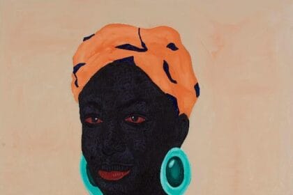 Kwesi Botchway, Green Stone Earrings, Acrylic on canvas (2020), courtesy the artist and Gallery 1957