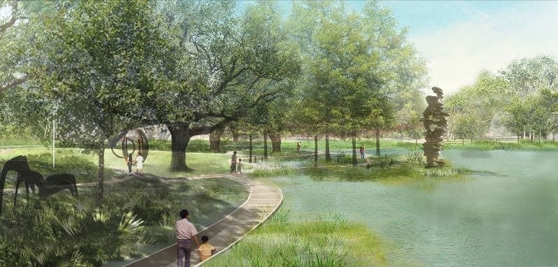 Rendering of Sydney and Walda Besthoff Sculpture Garden expansion. Image Courtesy of NOMA and Reed Hilderbrand.