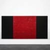 Mary Corse, Untitled (White, Black, Red, Beveled), 2019 Glass microspheres in acrylic on canvas, 78 x 216 inches © Mary Corse, courtesy Kayne Griffin Corcoran