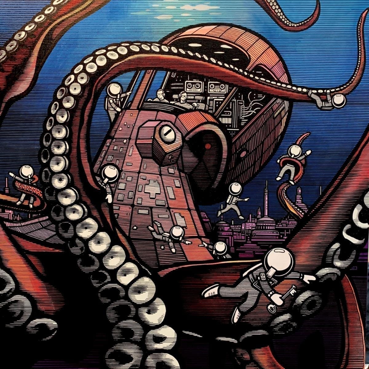 “The Mechanical Kraken Against the Minions” by The London Police
