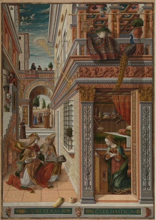  Carlo Crivelli, The Annunciation, with Saint Emidius (1486) Egg and oil on canvas, 207 x 146.7 cm © The National Gallery, London. NG739.