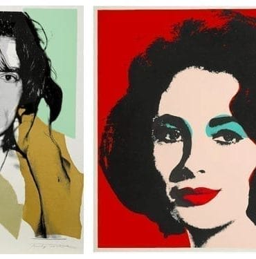 Left: Andy Warhol (1928-1987) Mick Jagger, from Mick Jagger Portfolio. Sold for $93,825. Right: Andy Warhol (1928-1987), Liz. Sold for $75,075.