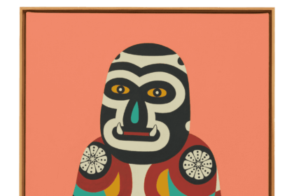 Prodip, Peyote ceremony, 2021, Acrylic on canvas, 60.5 by 91 cm; 64 by 94.5 cm