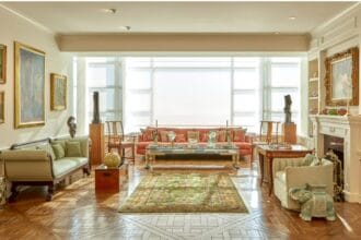 The living room of Gail Feingarten Oppenheimer’s (1938-2021) Beverly Hills condominium displaying works from Csaky, Gleizes, Lebasque, and more. Photo: Peter Perigo / Bonhams.