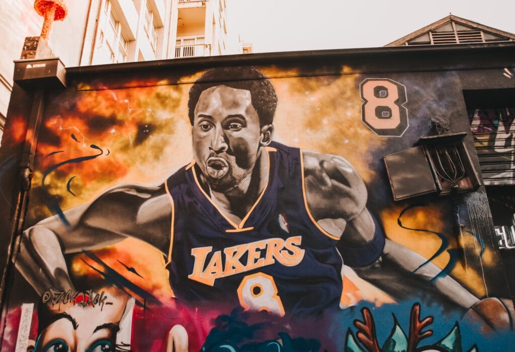 Mural of Kobe in the streets of Melbourne. Photo by Dean Bennett