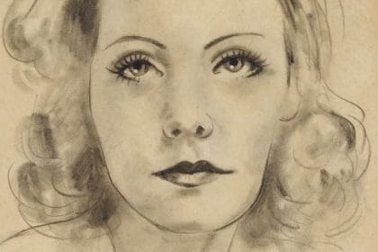 Francis Picabia, “Untitled (Portrait of Greta Garbo)” ca. 1940-1942 Gouache, charcoal, pencil on paper 10 1/2 x 8 1/4 inches (26.5 x 21 cm)