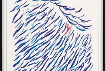 Raymond Pettibon No Title (Our Secret Spot.), 2022 Six-color lithograph on Rives BFK paper 44 3/4 × 30 3/4 inches 113.7 × 78.1 cm Edition of 35, 10 AP, 4 PP, 1 BAT Signed, dated, and numbered recto Printed by Derriere L’Etoile Studios, New York Published by Utopia Editions