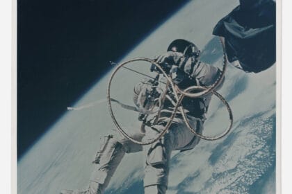 First US spacewalk: Ed White floating in zero gravity