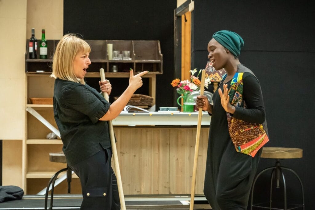 Fay Ripley (Kerry) and Madeline Appiah (Athena) in rehearsal for Kerry Jackson at the National Theatre. Photo by Marc Brenner-2028